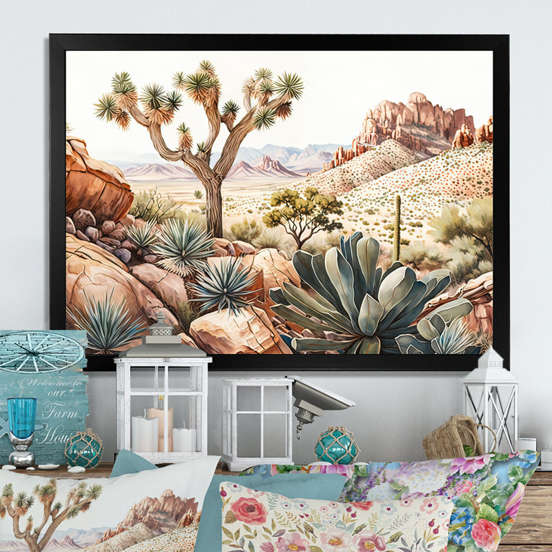 Désert, art mural sur toile, Arizona, Impression noire sur toile encadrée, H 12 po x l 20 po x P 1 po