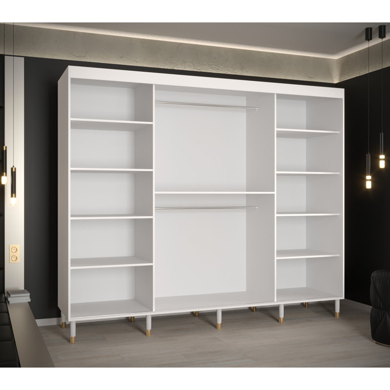 Annalily 3 Door Manufactured Wood Wardrobe, White Matt