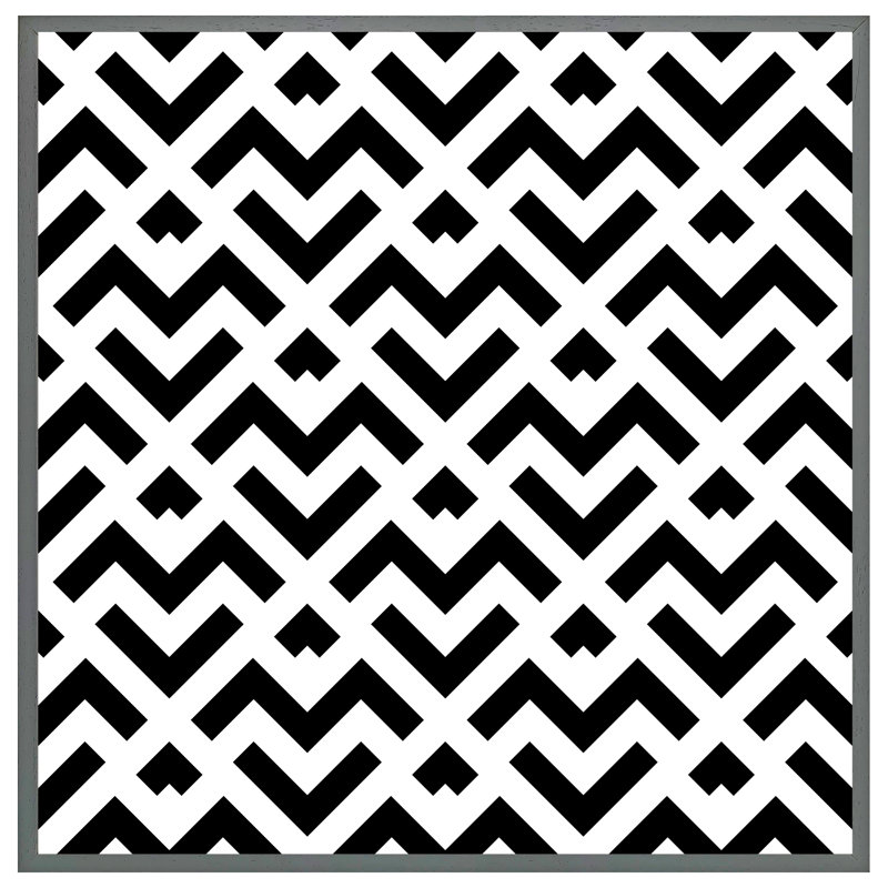 Fairstead Black & White Geometric - Single Picture Frame Print, 76cm H x 76cm W x 4cm D, Grey Framed