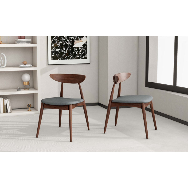 Chaise de salle à manger moderne en bois simple, ensemble de 2, Gris clair, Brun