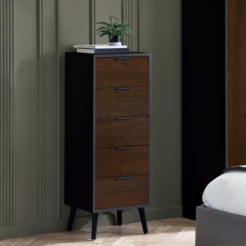 Mamani 45cm W 5 - Drawer Chest of Drawers, Walnut/Black
