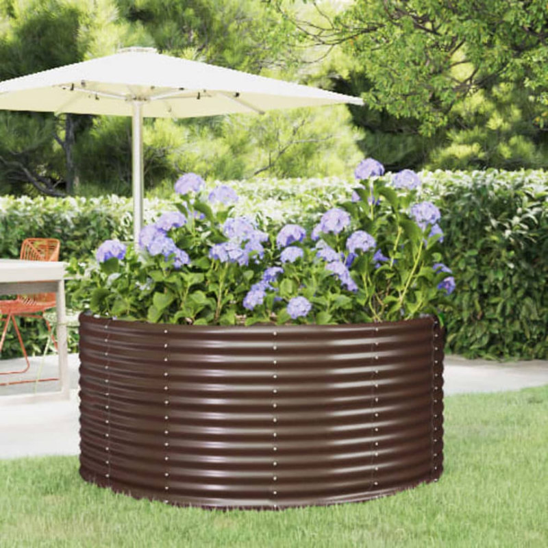 Garden Raised Bed Powder-coated Steel, Green, 140 x 140 x 68 cm