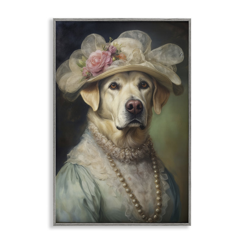 Giclée encadrée Labrador jaune élégante, design par Wumples, Estampe numérique Farmhouse, H 30 po x l 20 po