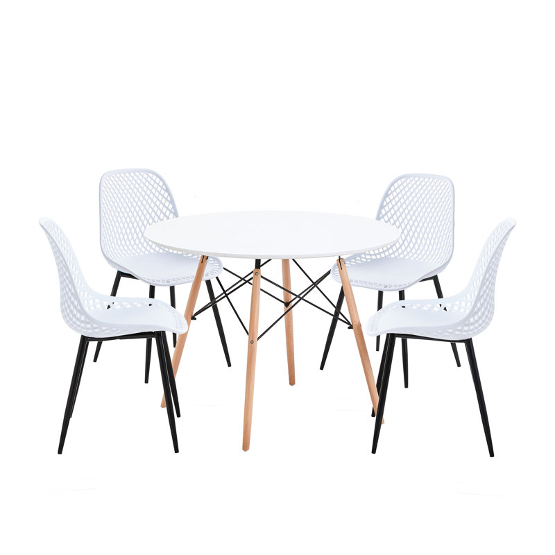 Ensemble de salle à manger 5 pièces Corrigan Studio® Vita, 1 table et 4 chaises empilables, Blanc