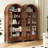 Kalaen 71" Arched Display Wood Cabinet with Tempered Glass and Adjustable Shelves-1126202274