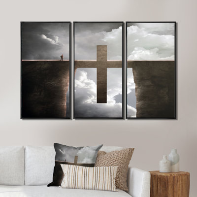 Grande croix entre deux falaises - ensemble de 3 reproductions sur toile