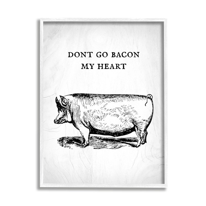 «Don't Go Bacon My Heart» - impression, H 14 po x l 11 po x P 1,5 po, Giclée encadrée blanc bord de mer
