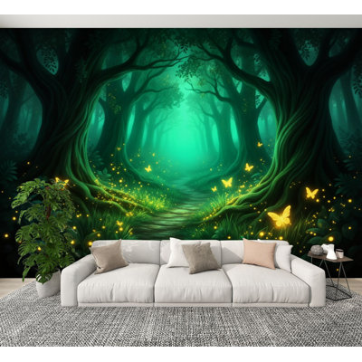 Papier peint adhésif peler et coller, décorations murales de feu d'artifice mystérieuses vert clair H 100 po x l 144 po, papier peint en PVC amovible, pour décoration de chambre à coucher, bureau à domicile, bureau à domicile