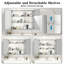 Armoire à pharmacie 32 po x 28 po avec miroir pour salle de bain, miroir de salle de bain mural avec rangement, tablettes réglables, cadre en aluminium, fixation en surface argent-114718240
