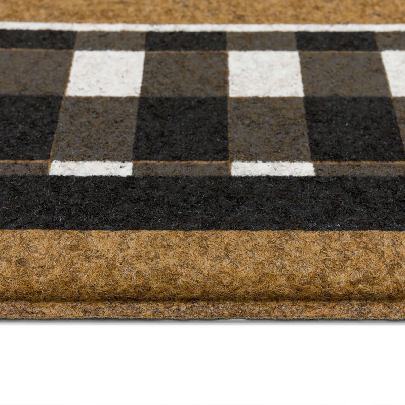 Fall Welcome Home Black and White Faux Coir Outdoor Doormat