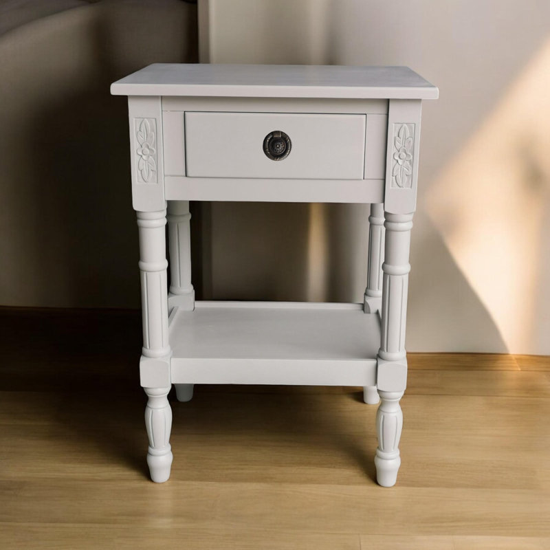 Stylish Kleiner 45cm W Bedside Table with Solid and Manufactured Wood, Drawer Storage, Perfect Accent for Any Bedroom, Grey