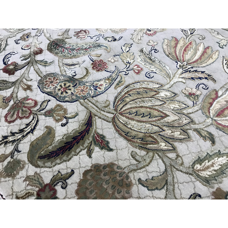Tapis beige noué à la main de haute qualité