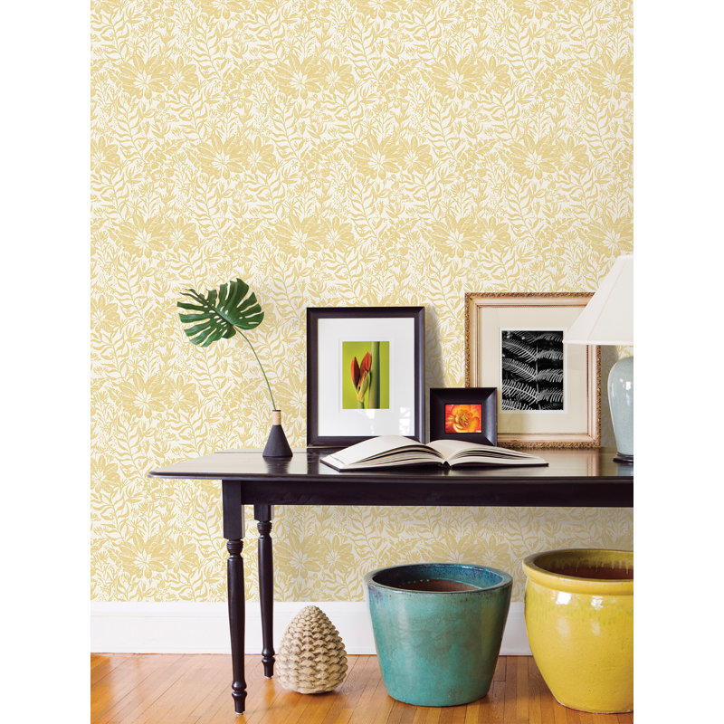 Rouleau de papier peint adhésif Gumbs L 18 pi x l 20,5 po, Jaune