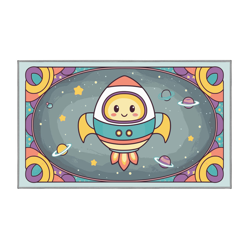 Tapis pour enfants astronautes Areonna, Rectangulaire 2 pi x 3 pi