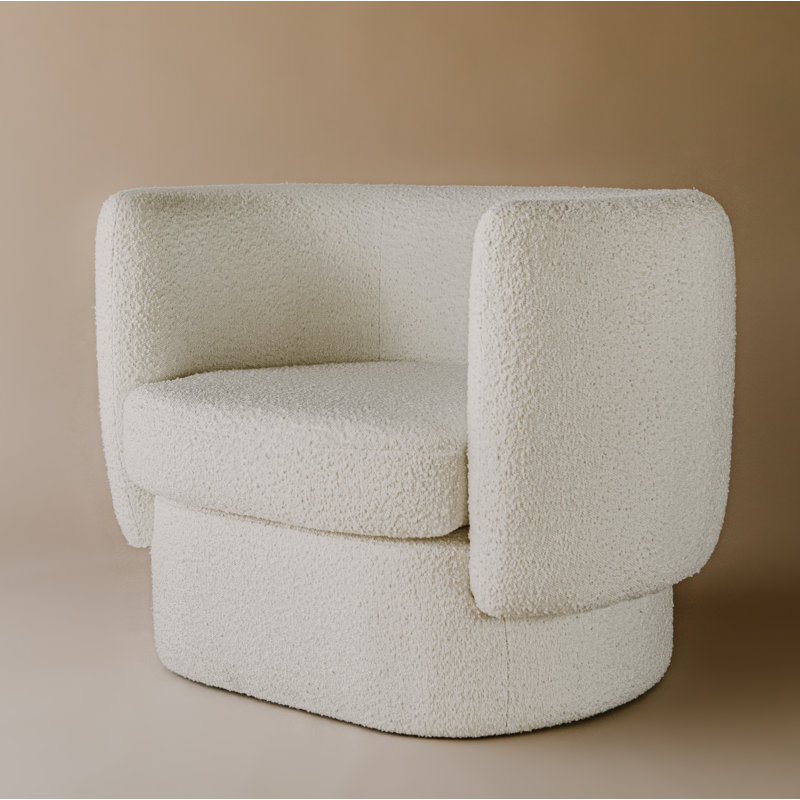 Koba Barrel Chair, White Boucle