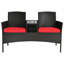 Causeuse d'extérieur en rotin avec table basse et coussins Jaylyn-334247611