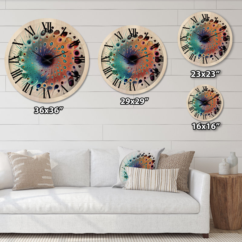 Horloge murale moderne surdimensionnée en bois doux et doux Cymatics Mandala, Grand