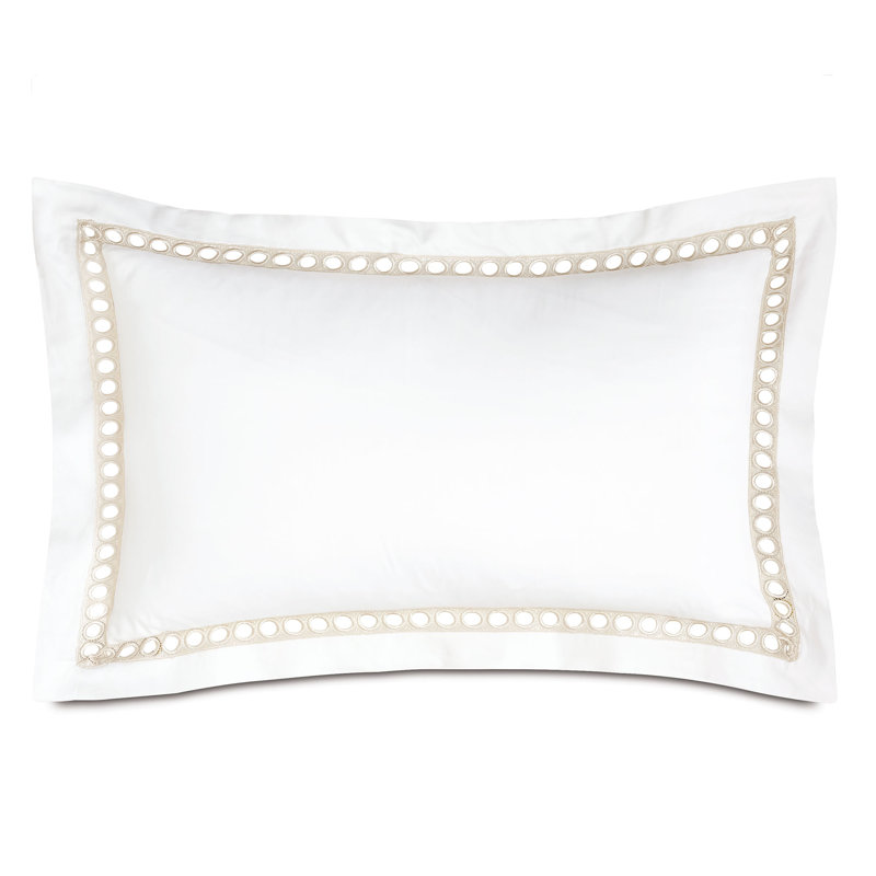 Celine Cotton Pillow Sham, King, White/Champagne