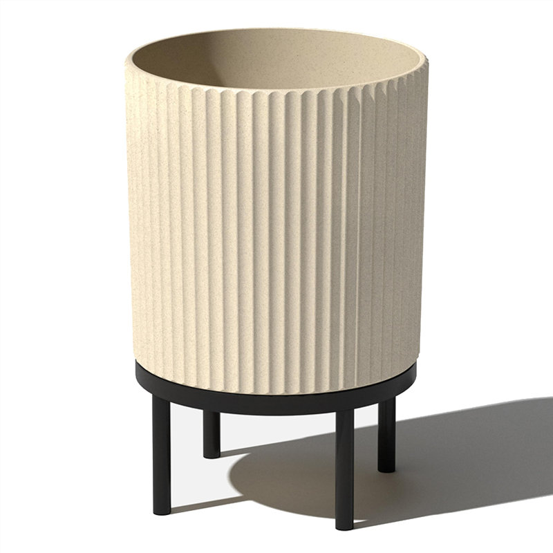 Plastic-Concrete Round Planter with Stand, Sand