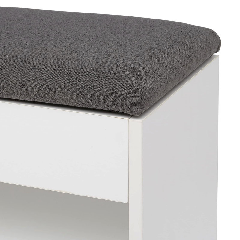 6 Pair Shoe Storage Bench, White/Grey