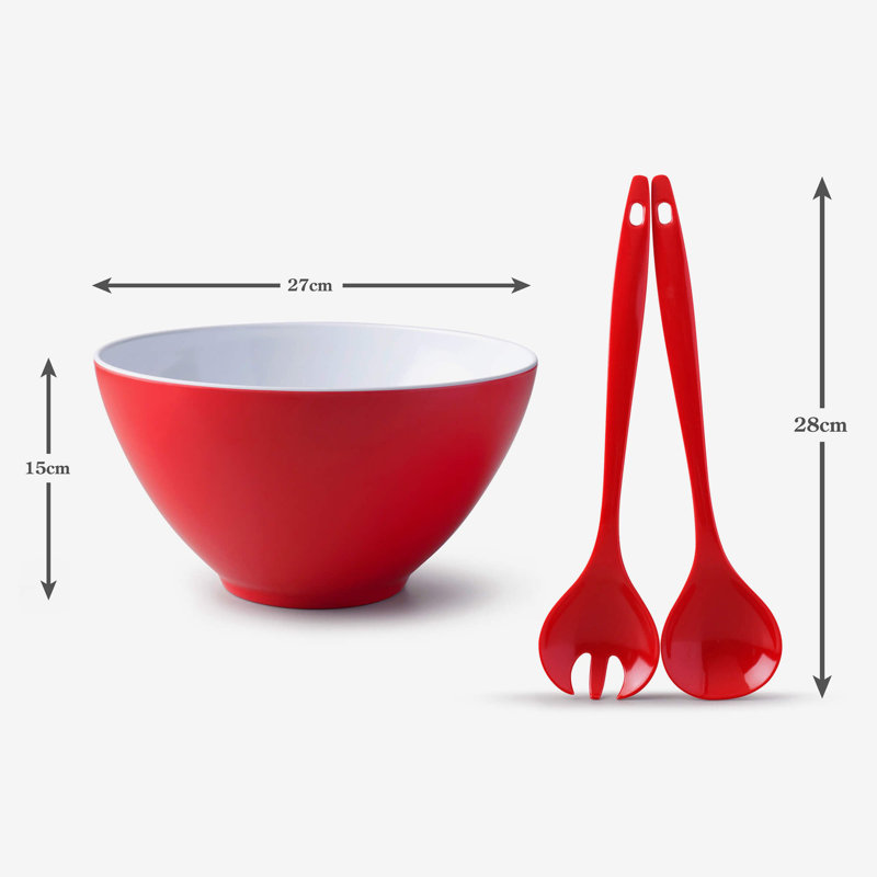 Melamine Salad Bowl and Server Set, Red