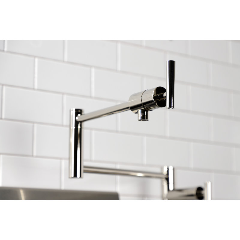 Kingston Brass Concord Two-Handle 1-Hole Deck Mount Pot Filler Faucet, Polished Nickel, T-Bar Lever Handle