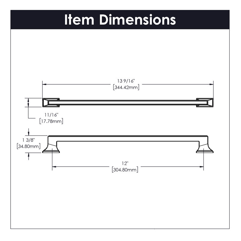 Brownstone Collection Handle Pull - Cabinet Pull - Transitional Hardware for Drawers & Cabinets, Satin Nickel, 12"