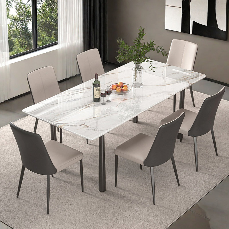 Light Microlite Rectangular Dining Table Sets, 7, 29.5"H x 55"L x 31.5"W