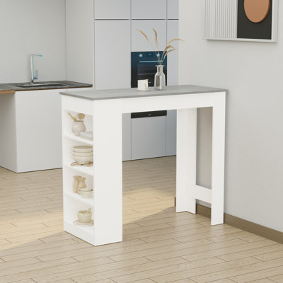 Table de bar, table de pub avec 4 tablettes de rangement