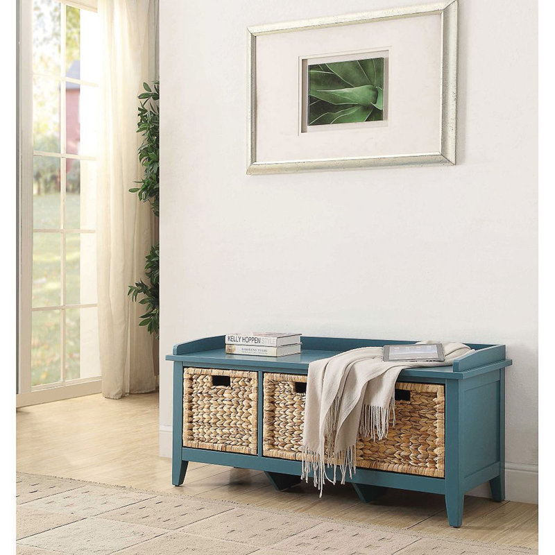 Banc de rangement à 3 tiroirs Laverne, 19" H x 43" W x 16" D, Sarcelle