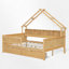 Lit plateforme double en bois avec rangement et garde-corps-89315636