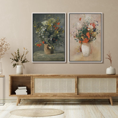"Bouquet de fleurs et de fleurs élégantes, nature morte" - 2 pièces sur toile