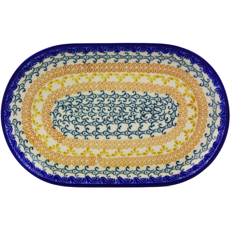Polmedia Autumn Swirls Platter, 1.46" H x 12.8" W x 8.11" D