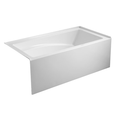 Kingston Brass Aqua Eden 60-Inch Acrylic Rectangular 3-Wall Alcove Tub with Armrest and Anti-Skid Surface