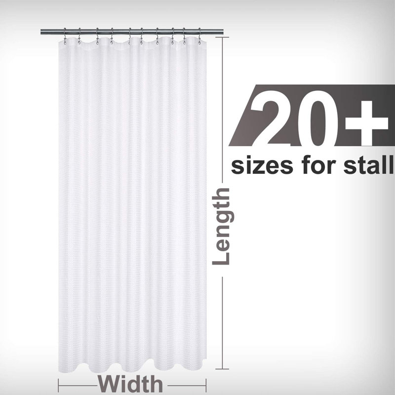 Rideau de douche Waffle Weave, Blanc, H 84 po x l 36 po