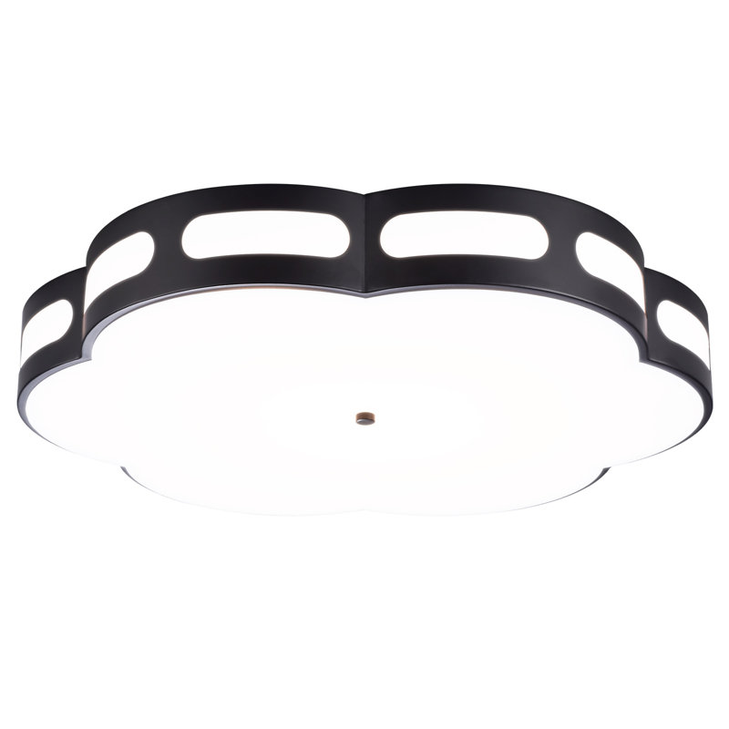 20" Led Flush Mount Ceiling Light, Flower Shape Ceiling Light, Matte Black