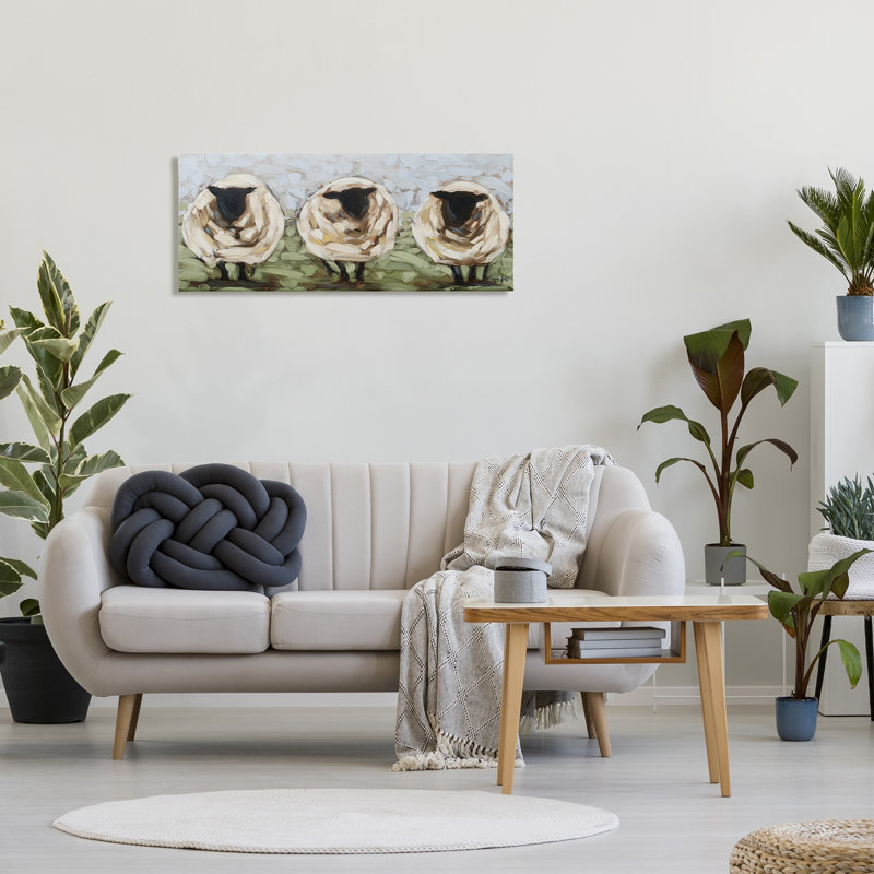 «Abstract Sheep Trio», art mural sur toile par Stellar Design Studio, H 17 po x l 40 po