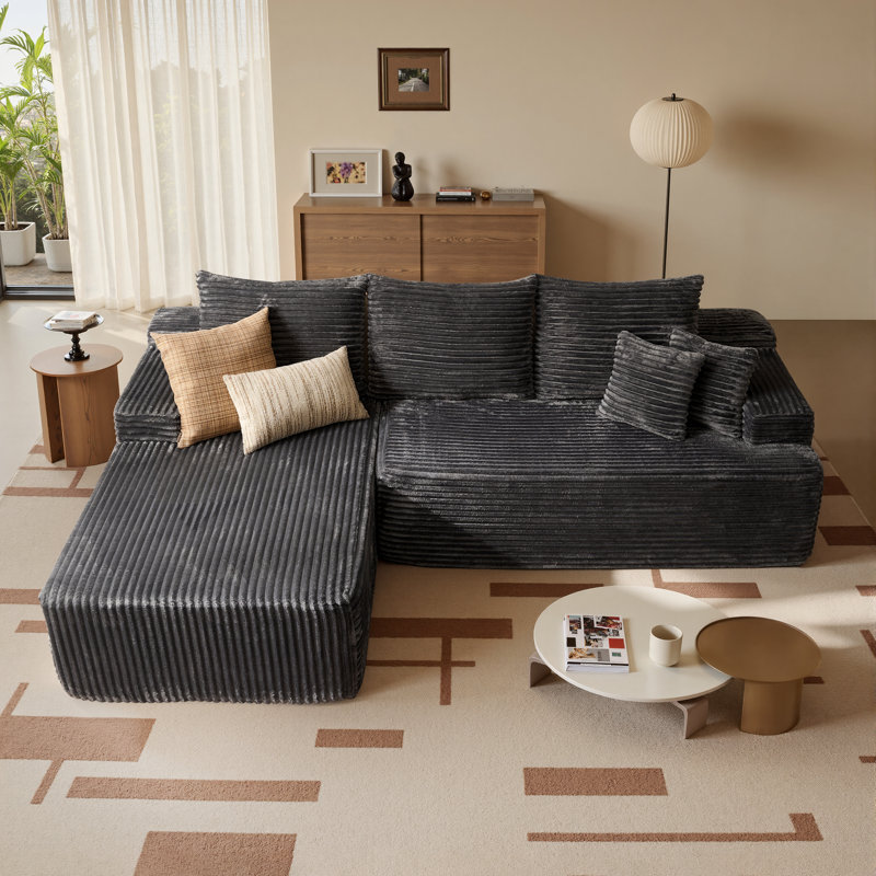 Canapé modulaire rembourré de 96,46 po de largeur avec siège très profond et 2 coussins, pour un salon, une chambre à coucher ou un appartement