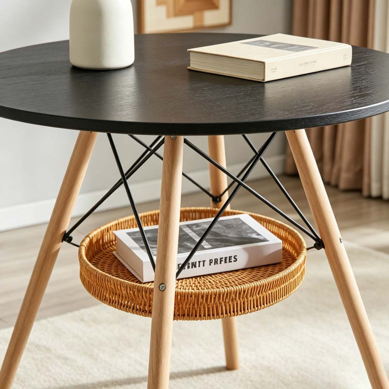 31.5-inch MDF dining table, Black,Wood