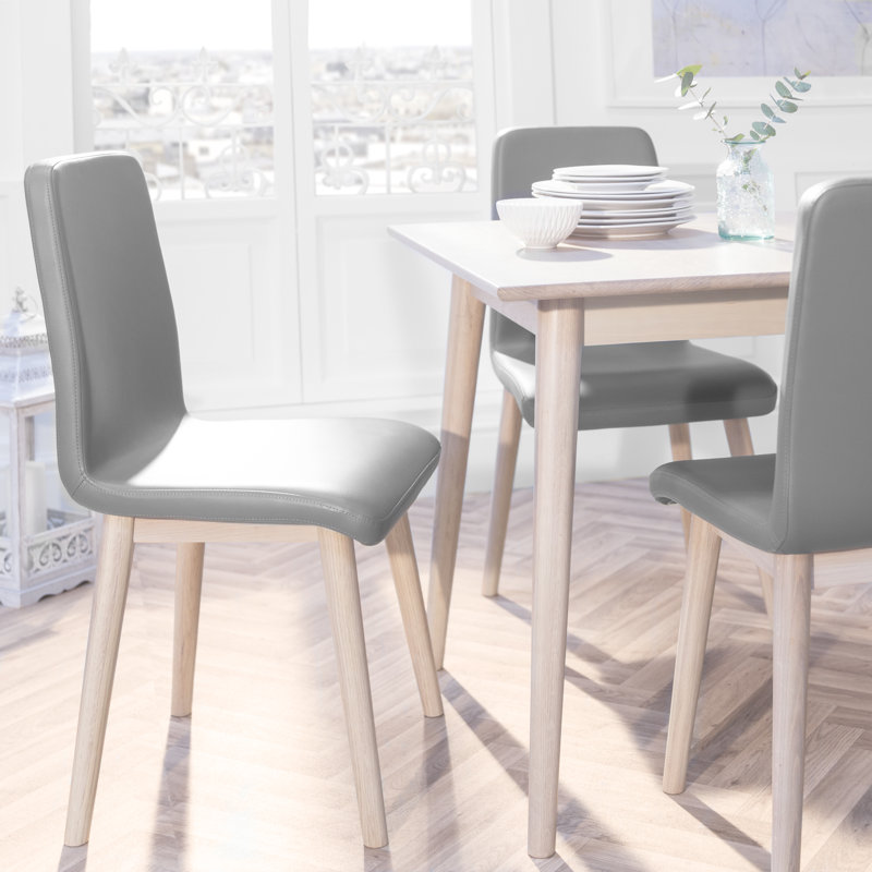 Huntsville 47cm H Fabric Upholstered Side Chair, Grey, Light Oak