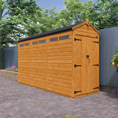 TigerFlex® Modular Buildings 12 ft. W x 4 ft. D Solid Wood Shiplap Apex Garden Shed