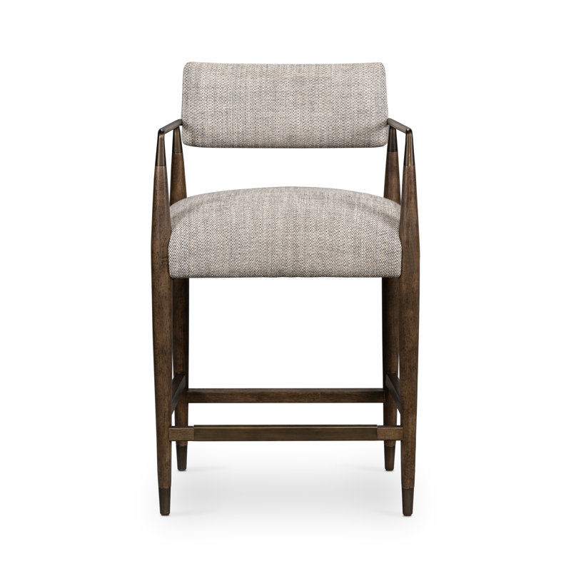 Waldon Stool, Thames Coal/Polyester Blend, Counter Stool (27.68" Seat Height), Sierra Brown/Aged Bronze