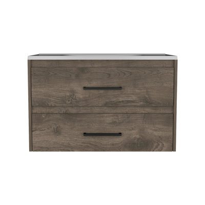 Praga Floating Vanity Sink with 2-Drawers  Dark Brown / White