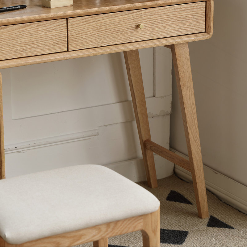 Commode Commode de table 100% chêne massif Dessus de table de bureau Commode de table compacte Accessoires de commode Largeur de rangement 90 cm Tiroir de rangement en bois naturel
