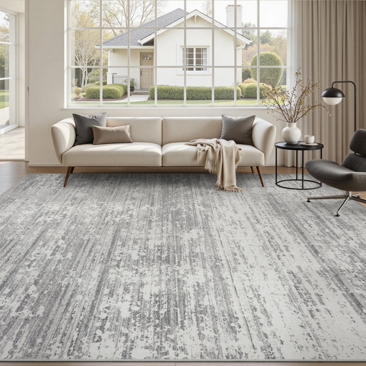 Modern Distressed Non-Slip Washable Rug