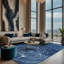 Tapis bleu lavable à la machine-621673049