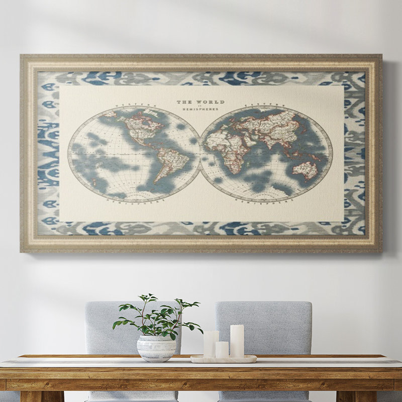 Border World Hemispheres - Reproduction de photo sur toile, H 21 po x l 37 po x P 2,5 po