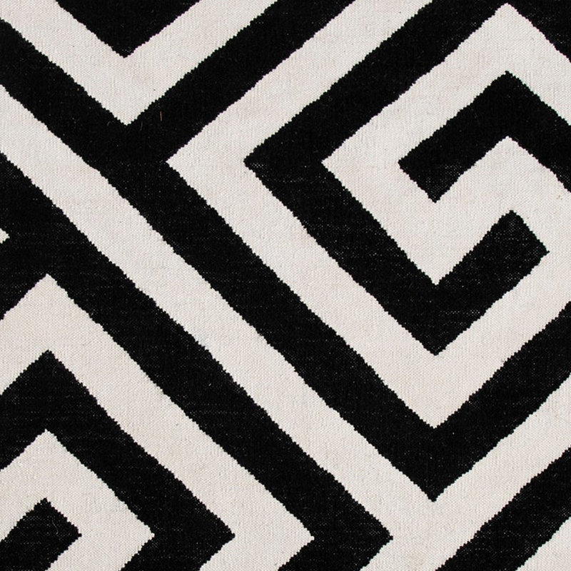 Tapis noir / blanc tissé à la main Losada, Rectangle 8 pi x 10 pi