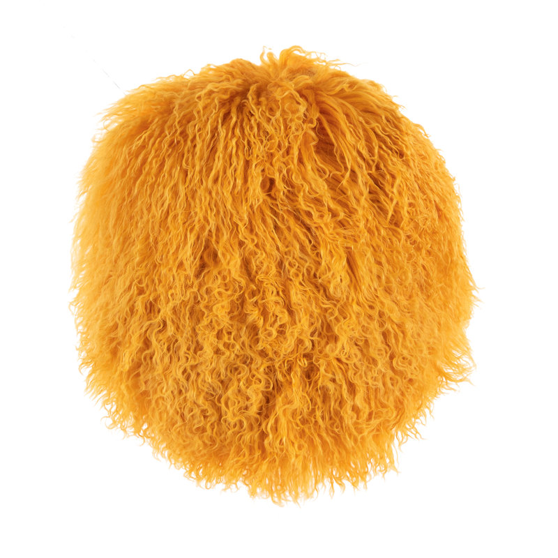 Mongolian Throw Pillow, Polyester, Yellow