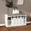 Modern Shoe Storage Bench, 2-Tier Entryway Bench With 2 Sliding Barn Doors & Full Soft Removable Seat Cushion For Entryway, Hallway, Bedroom-White